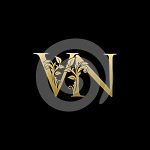 Classy Gold Leaf VN Letter Logo