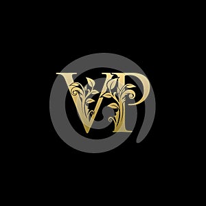 Classy Gold Leaf VP Letter Logo