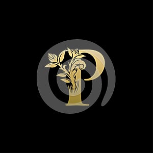 Classy P Letter Gold logo