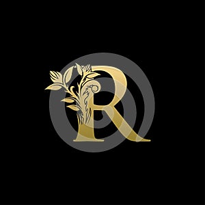 Classy R Letter Gold logo
