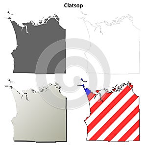 Clatsop County, Oregon outline map set photo