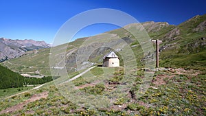 Clausis Chapel close to Saint Veran, overlooking the valley Aigle Blanche