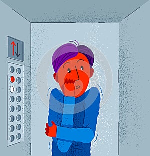 Claustrophobia fear of closed space and no escape vector illustration.