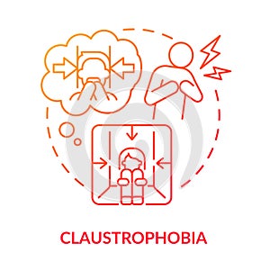 Claustrophobia red gradient concept icon