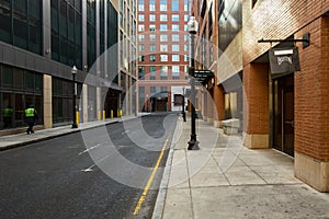 Claustrophobic modern street architecture in Boston North End photo