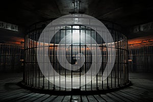 Claustrophobic Prisoner cage prison portrait. Generate Ai photo
