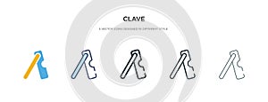 Clave icon in different style vector illustration. two colored and black clave vector icons designed in filled, outline, line and photo