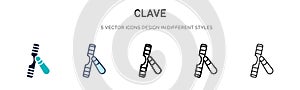 Clave icon in filled, thin line, outline and stroke style. Vector illustration of two colored and black clave vector icons designs photo