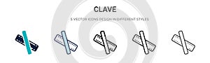 Clave icon in filled, thin line, outline and stroke style. Vector illustration of two colored and black clave vector icons designs photo