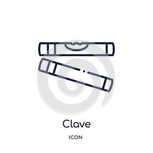 Clave icon from music outline collection. Thin line clave icon isolated on white background photo