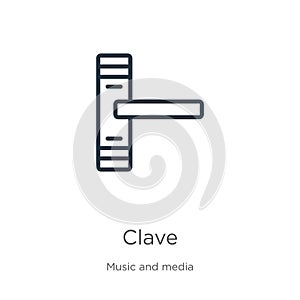 Clave icon. Thin linear clave outline icon isolated on white background from music collection. Line vector sign, symbol for web photo