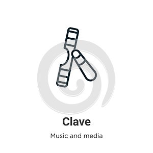 Clave outline vector icon. Thin line black clave icon, flat vector simple element illustration from editable music concept photo