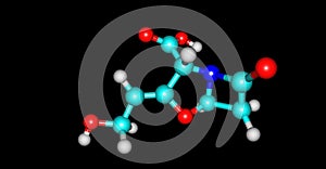 Clavulanic acid molecular structure isolated on black