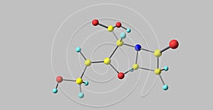 Clavulanic acid molecular structure isolated on grey