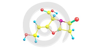 Clavulanic acid molecular structure isolated on white