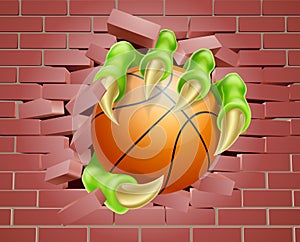 Claw with Basket Ball Breaking Through Brick Wall