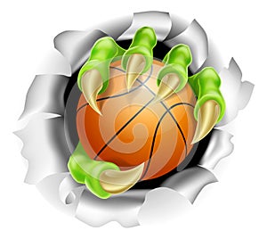 Claw with Basketball Ball Breaking out Of Background