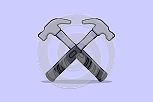 Claw Hammer tool vector illustration. Working tools equipment objects icon concept. Claw Hammer tool in cross sign vector design o