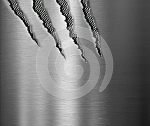 Claw scratched marks metal background 3d illustartion