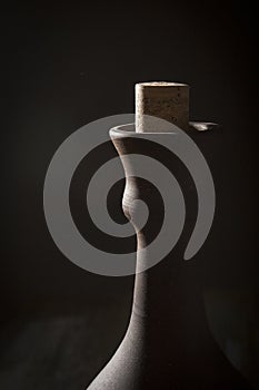 Clay bottle with wine