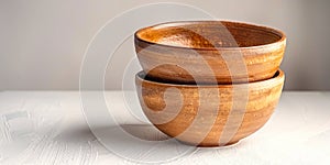 Clay bowls become focal point drawing admiration. Artistry of craftsmanship and natural allure of materials. Touch of