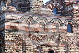 Clay bricks and tiles of building in ruins