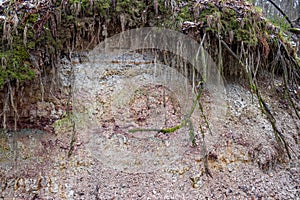 Clay of the Carboniferous period in geological outcrop