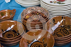 Clay casseroles made by hand photo