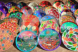 Clay ceramic plates from Mexico colorful