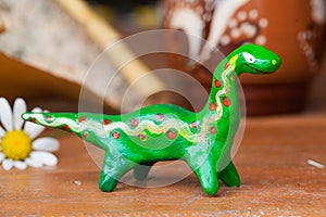 Clay ceramic toy dinosaur still life beautiful cute kids long neck