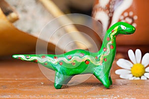 Clay ceramic toy dinosaur still life beautiful cute kids long neck