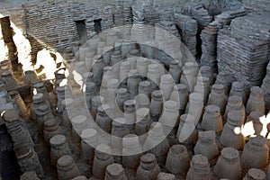 Clay chocks used in Roman baths to heat floors and water in pools