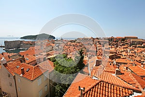 Clay city rooftops in Dubrovnik, overlooking Adria