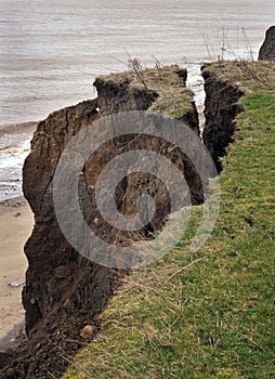 Clay cliff erosion.