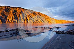 Clay cliff at Yukon River near Dawson City