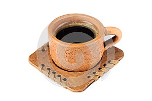 Clay cupful with coffee photo