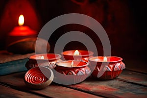 Clay Diyas on Wooden Table at Dawn