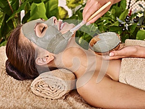 Clay facial mask in beauty spa