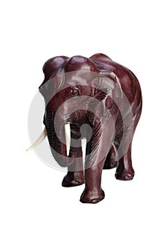 Clay figurine Thai elephant on a white background