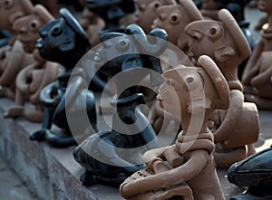 Clay handcrafts of Bengal, India.