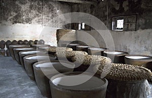 Clay jars in distillery