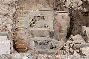 Clay jars at Knossos palace photo