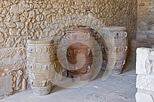 Clay jars at Knossos palace photo