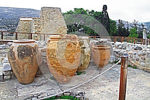 Clay Jars in The Palace of Knossos on Crete, Greece