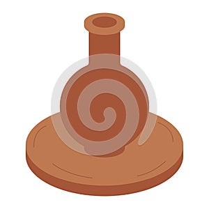 Clay jug on a potter's wheel. Craft and hobby for creativity. Flat style. Vector