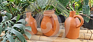 Clay jugs for display in the living room or home decoration add to the beauty of the room