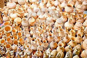 Clay jugs. Lots of ceramics for sale