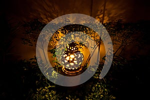 Clay lamp in garden