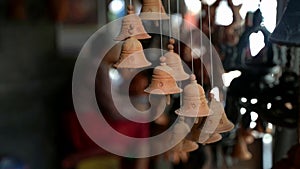 Clay little bells in souvenir shop in Kathmandu, Nepal