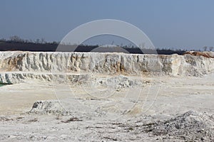 Clay mining. Beautiful background of white clay.